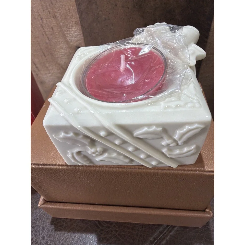 Lenox Yuletide Glowlites Christmas Package Tea Light Candle Holder Vintage 2000s